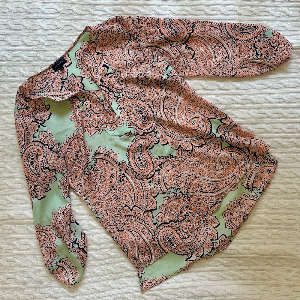 Paisley Print Limited Blouse in peach and Mint